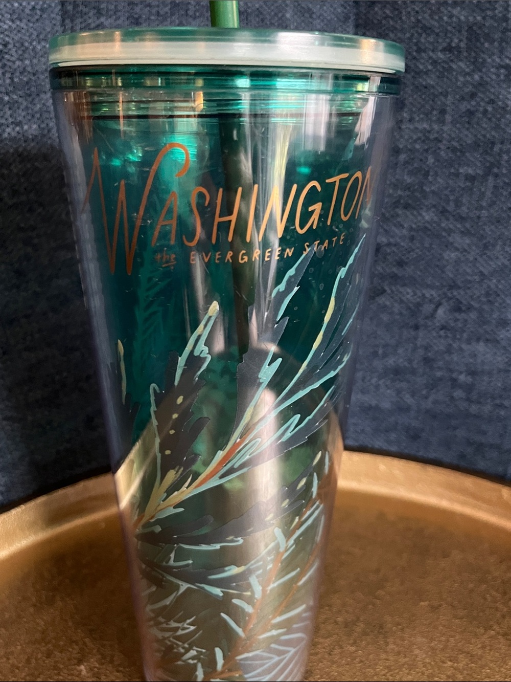 Starbucks Venti Washington Evergreen State Green Travel Tumbler Cold Cup
